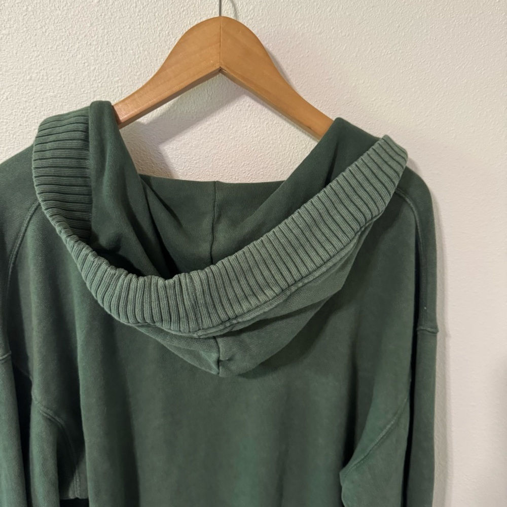Aerie Down to Earth Henley Hoodie Oversized Slouchy Garment Dyed Green 2022-XS - Picture 6 of 10